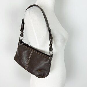 Y2K The SAK Brown Leather Baguette Hobo Shoulder Bag Women's